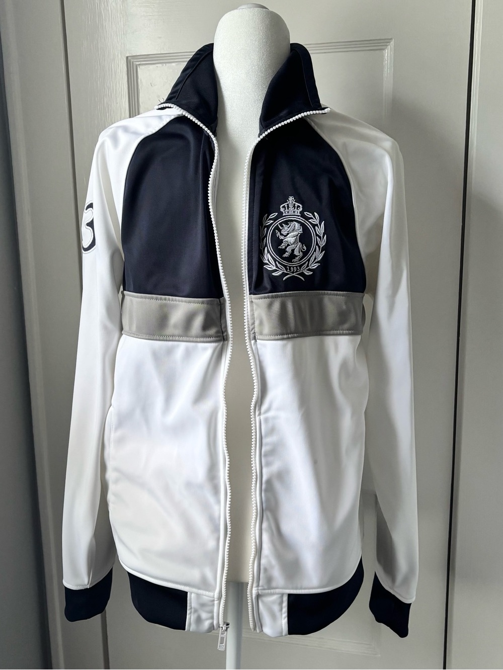 ECKO Unltd. 90s Hip Hop Men White Navy Gray M Track Jacket w/Crest streetwear